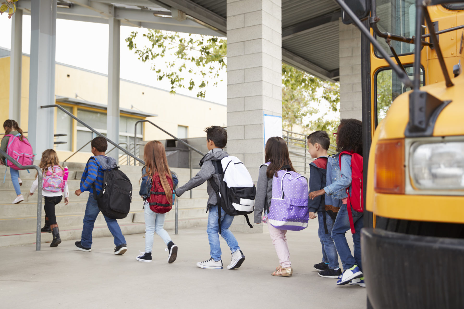 k-12 school construction safety as elementary kids arrive at school