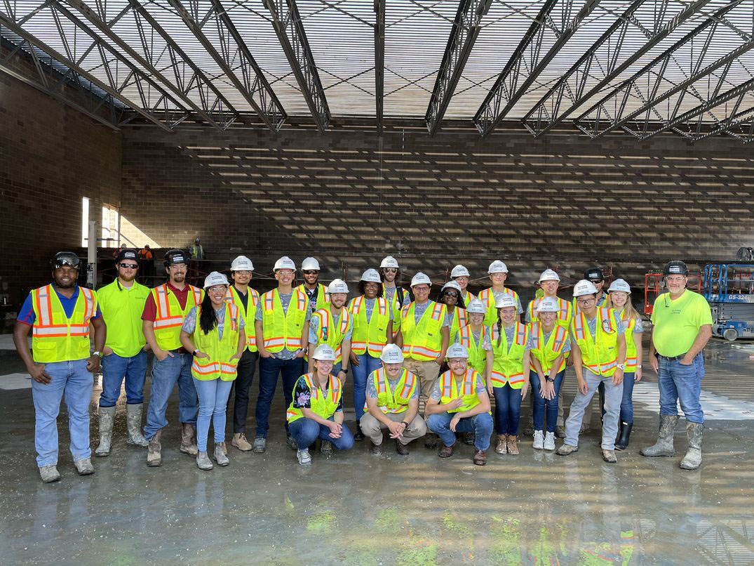 A group photo of McCownGordon interns at a jobsite