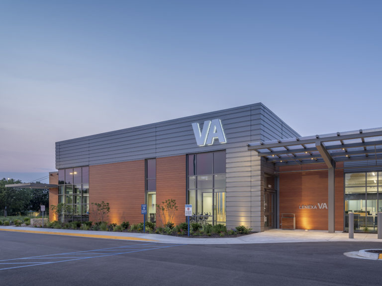 Lenexa VA Clinic at dusk