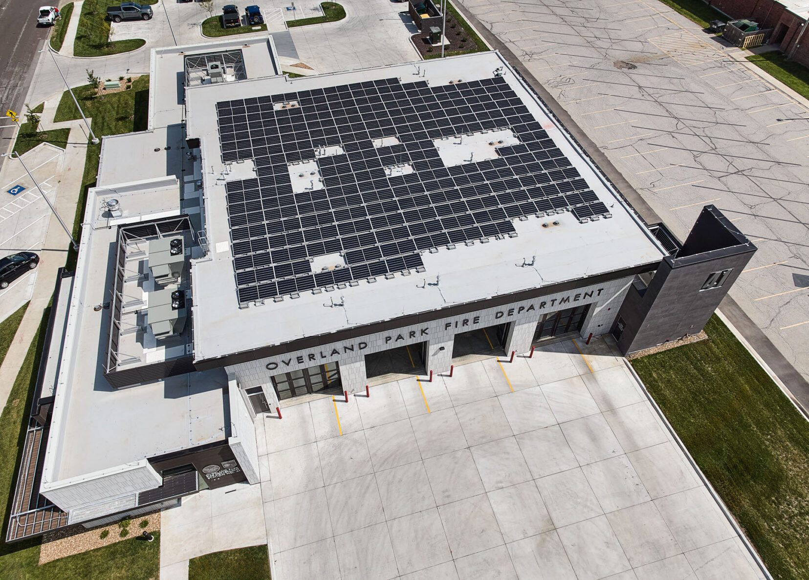 Overland Park Fire Station #41 Roof with Solar Panels