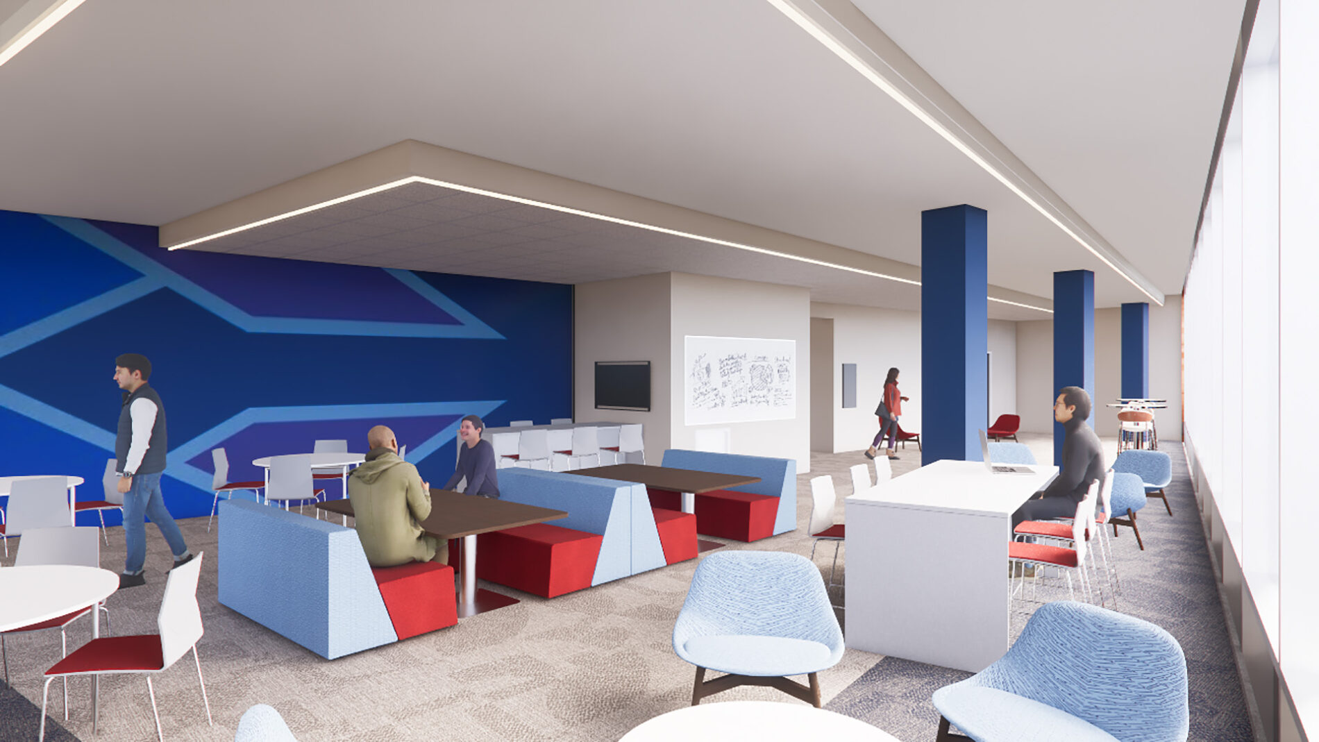 Rendering of study space inside Kansas City Kansas Community College's Downtown Campus.