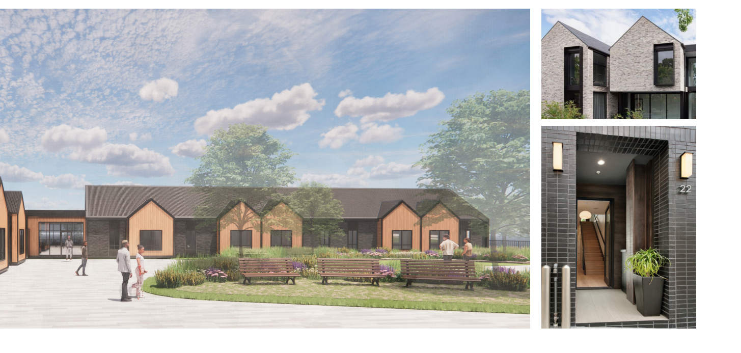 Renderings of group homes for behavioral health services at Swope Health Village
