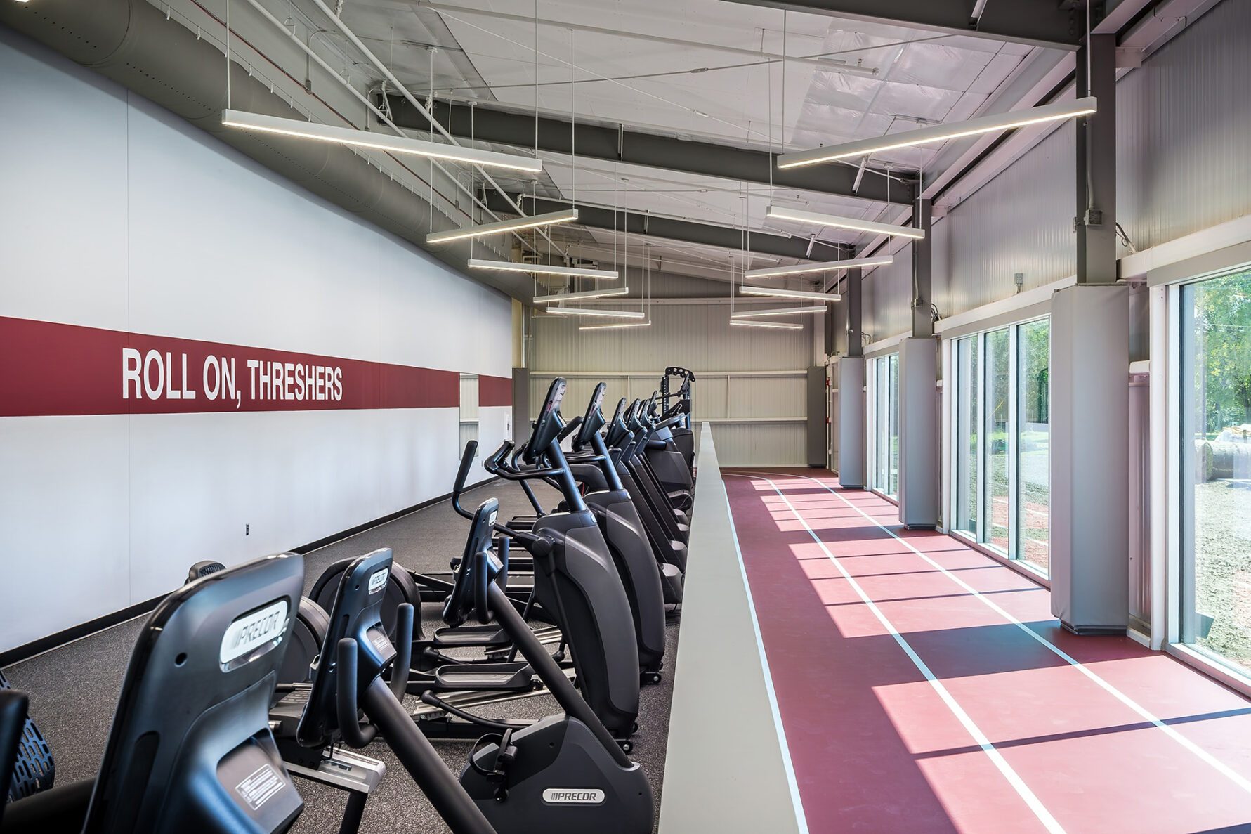 Track and exercise equipment at the Bethel College Wellness Center