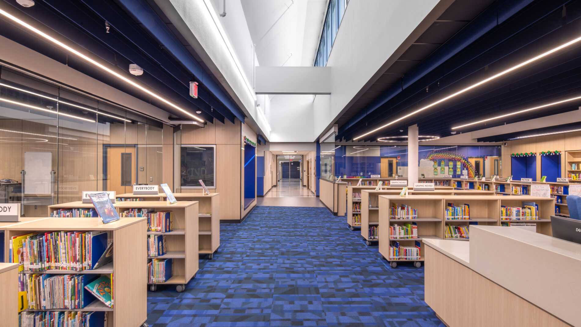 Main hallway through the library